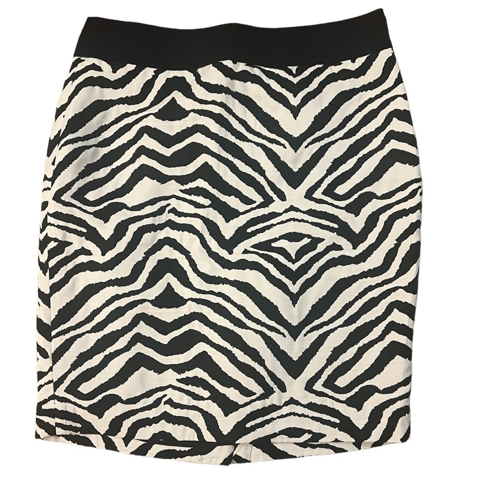 The Limited Zebra‎ Print Pencil Skirt Black White Animal Pattern Size 8 NWT